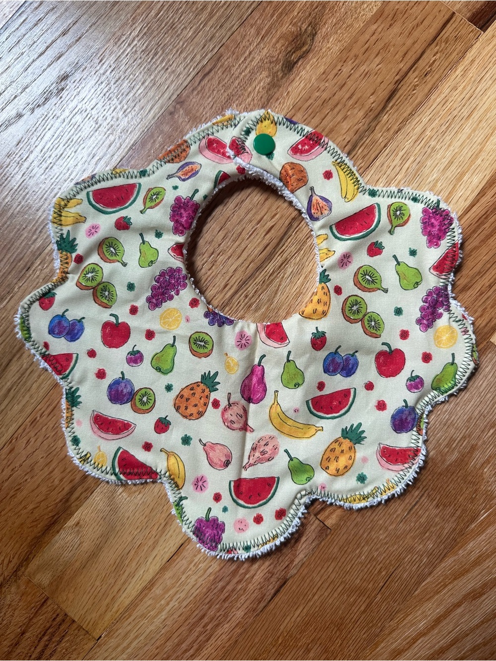 Kids Fruit Print Scalloped Bib - Multi